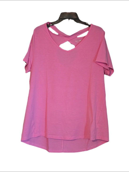 bcg Tops - bcg Pink Short-Sleeve V-Neck Top with Crisscross Back